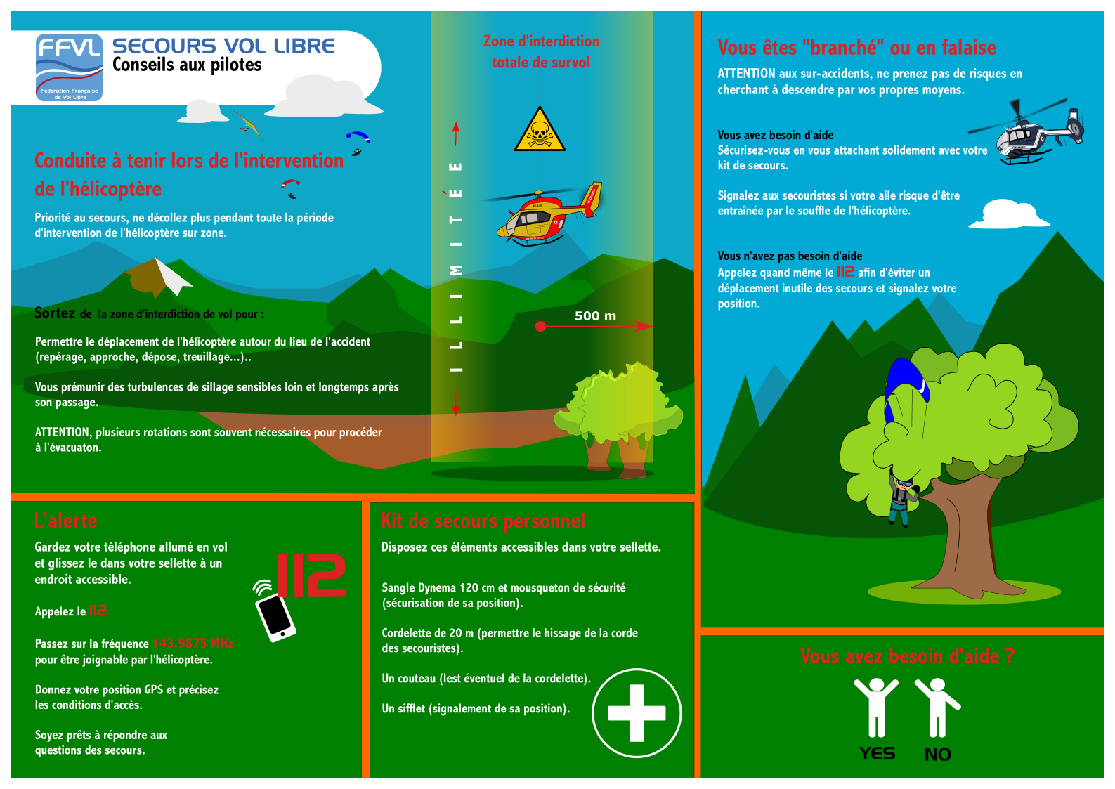 Affiche secours_Web-V10² Affiche FFVL secours héliportés et vol libre